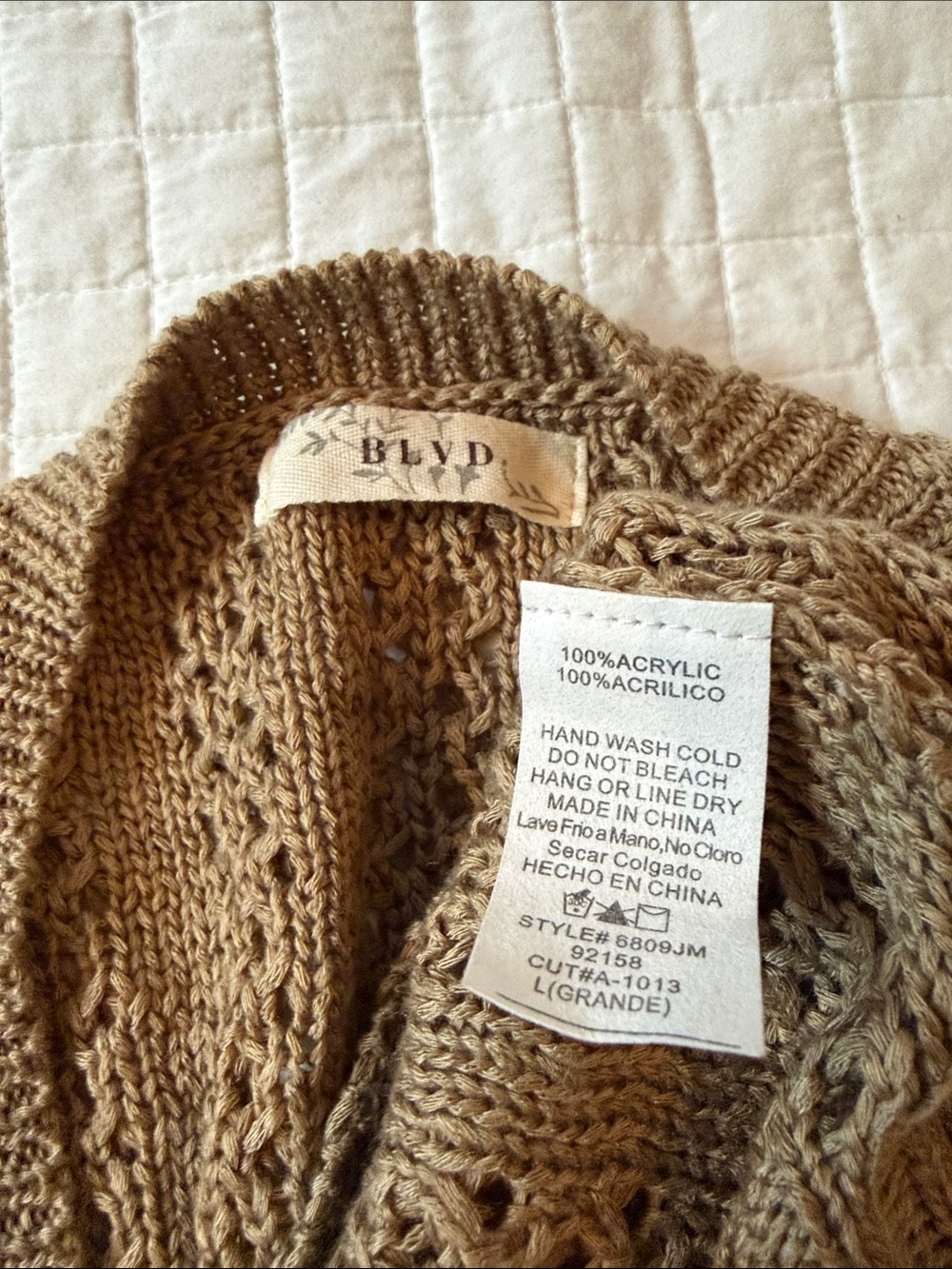 BLVD Olive Green Open-Knit Button Cardigan - Picture 2 of 9